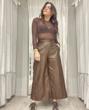 Pantapalazzo donna ecopelle cioccolato