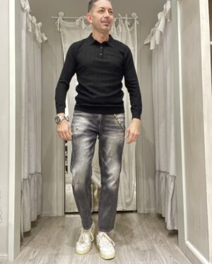 Maglia Uomo Colletto Nero