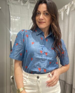 Camicia jeans donna Cuori