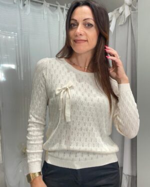 Maglia donna fiocco burro