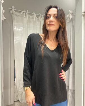 Maglia donna scollo V nero