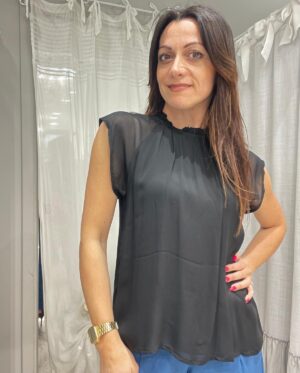 Casacca donna rouches nera